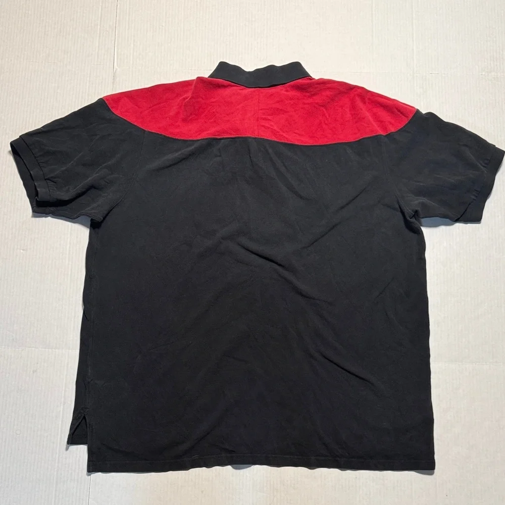 POLO Ralph Lauren Vintage?‎ Men's P-Wing Polo Shirt Black Red Pique Cotton 2XLT